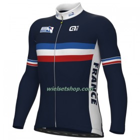 Wielershirt 2022 Frankrijk Nationaal Team Lange Mouw - Blauw